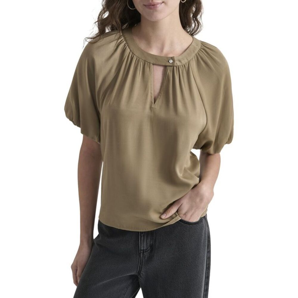 Dkny Womens  Bubble Sleeve Top